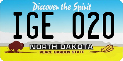 ND license plate IGE020