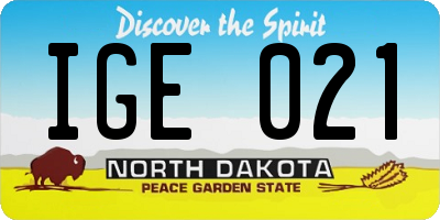 ND license plate IGE021