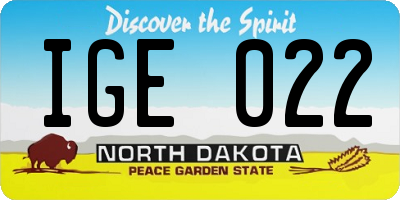 ND license plate IGE022