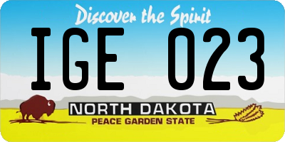 ND license plate IGE023