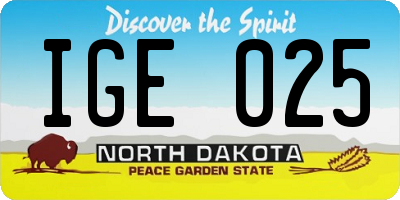 ND license plate IGE025