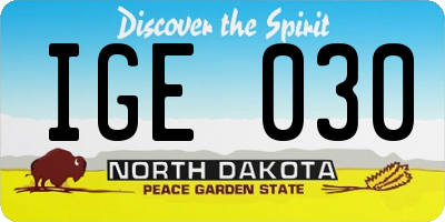 ND license plate IGE030