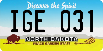 ND license plate IGE031