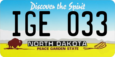 ND license plate IGE033