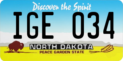 ND license plate IGE034