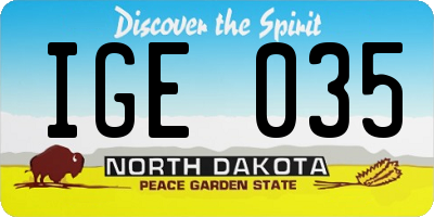 ND license plate IGE035