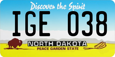 ND license plate IGE038