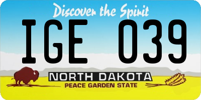 ND license plate IGE039