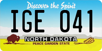 ND license plate IGE041