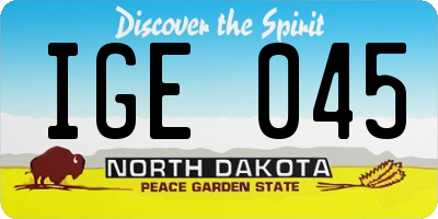 ND license plate IGE045