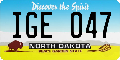 ND license plate IGE047