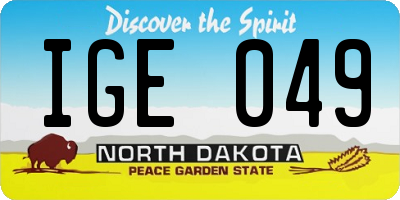 ND license plate IGE049