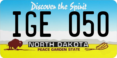 ND license plate IGE050