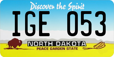 ND license plate IGE053