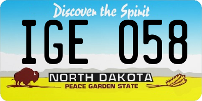 ND license plate IGE058