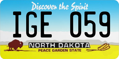 ND license plate IGE059