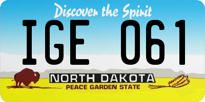 ND license plate IGE061