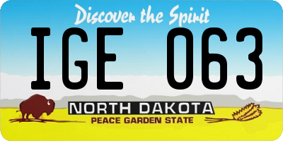 ND license plate IGE063