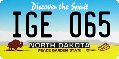 ND license plate IGE065