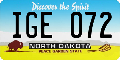 ND license plate IGE072