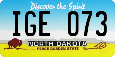 ND license plate IGE073