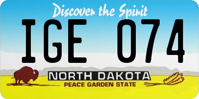 ND license plate IGE074