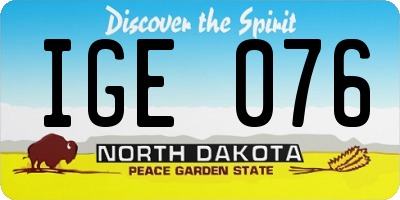 ND license plate IGE076