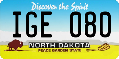 ND license plate IGE080