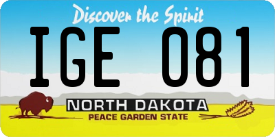 ND license plate IGE081