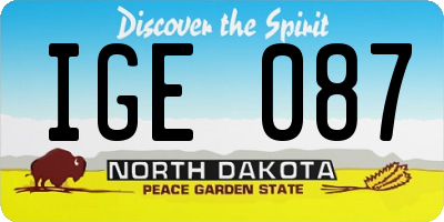 ND license plate IGE087