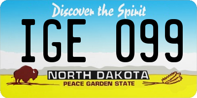 ND license plate IGE099