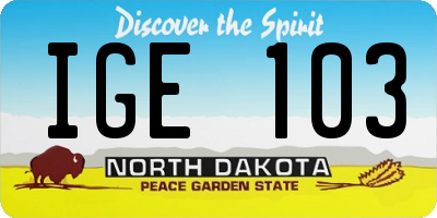 ND license plate IGE103