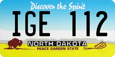 ND license plate IGE112