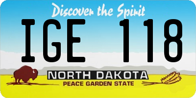 ND license plate IGE118