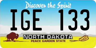 ND license plate IGE133