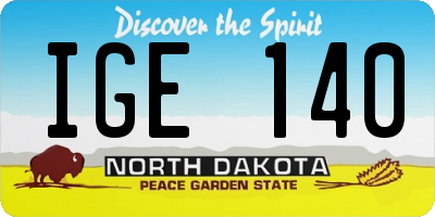 ND license plate IGE140
