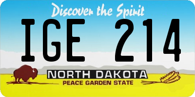 ND license plate IGE214