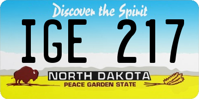 ND license plate IGE217