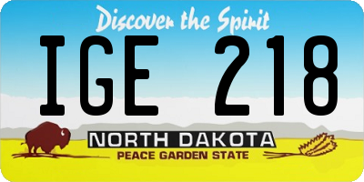 ND license plate IGE218