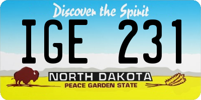 ND license plate IGE231