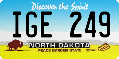 ND license plate IGE249