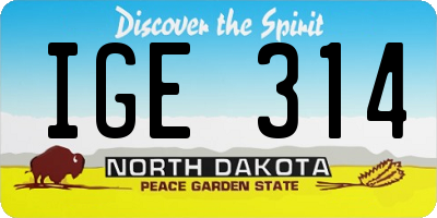 ND license plate IGE314