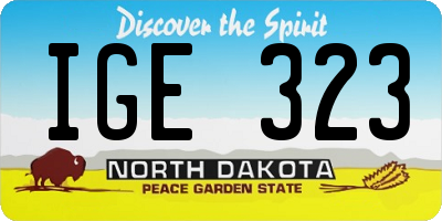 ND license plate IGE323