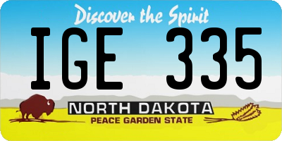 ND license plate IGE335