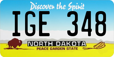 ND license plate IGE348