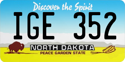 ND license plate IGE352
