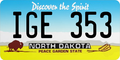 ND license plate IGE353