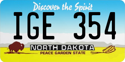 ND license plate IGE354