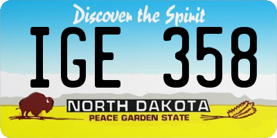 ND license plate IGE358