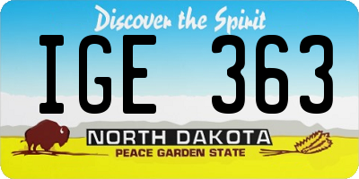 ND license plate IGE363